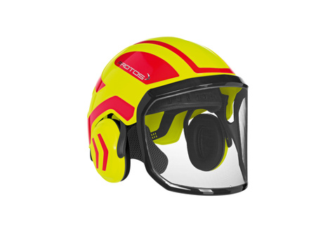 Kask protos integral Forest Żółty Hi-Vis czerwony