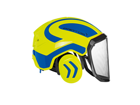 Kask protos integral Forest Żółty Hi-Vis niebieski