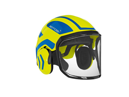 Kask protos integral Forest Żółty Hi-Vis niebieski